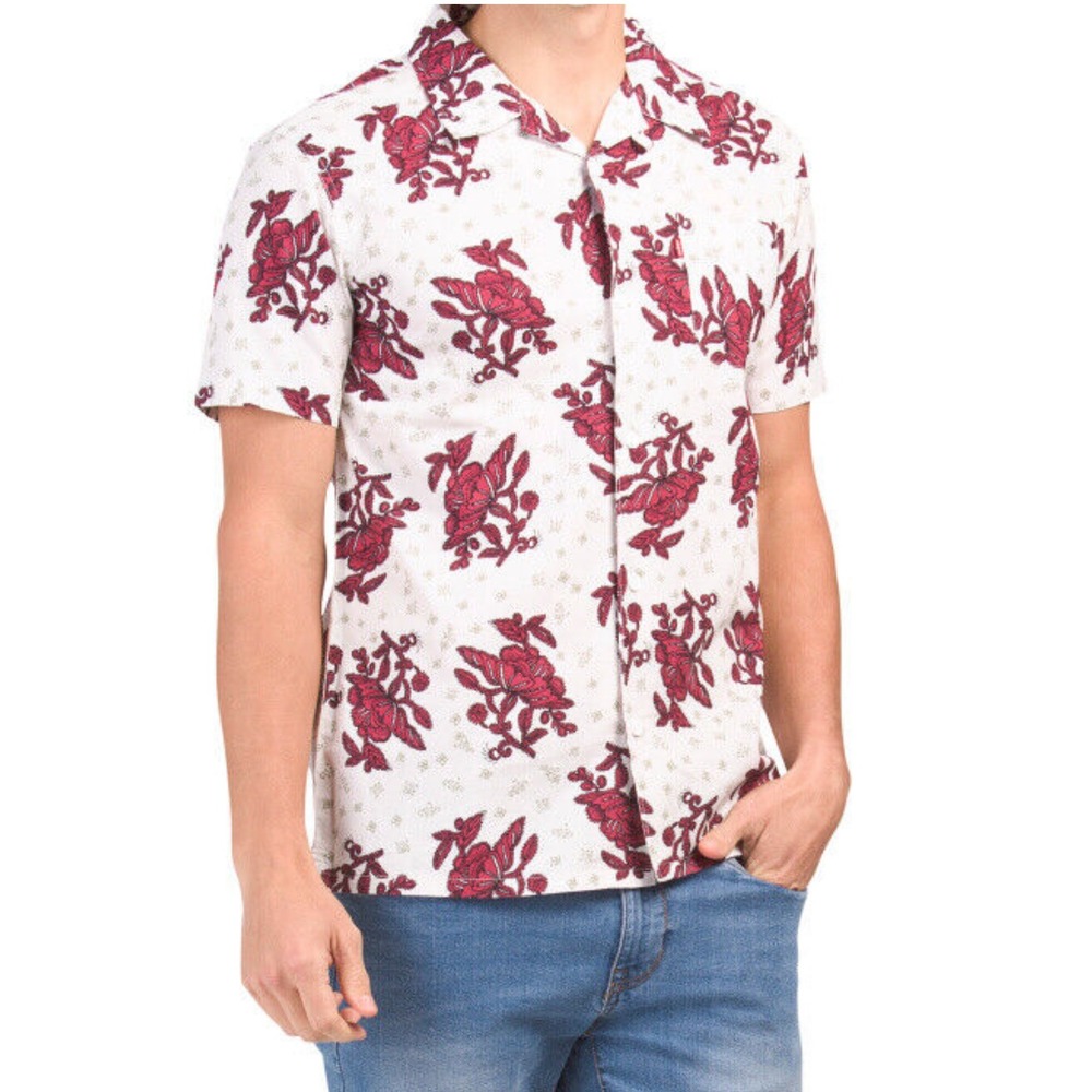 Levi's Mens Floral Button Up Shirt‎ XL Short Sleeve Casual Summer Hawaiian Style